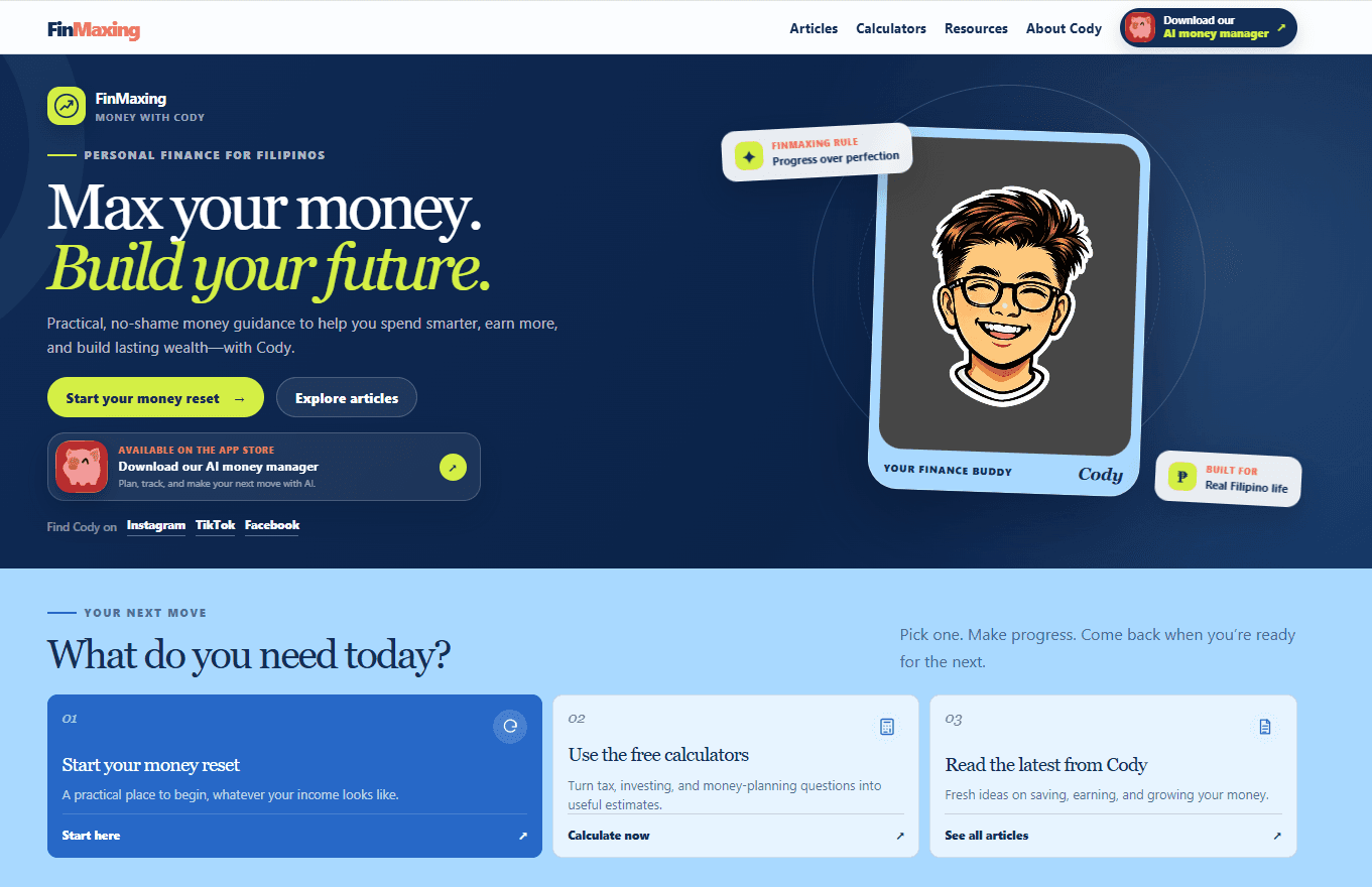 FinMaxing personal finance website for Filipinos
